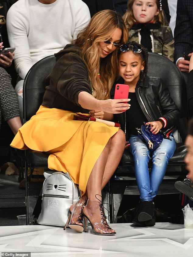 Imposing: The 11-year-old looked almost as tall as her 5'7" grandmother in a photo Tina, 69, shared of the two on social media;  seen in 2018 with her mother Beyoncé in Los Angeles