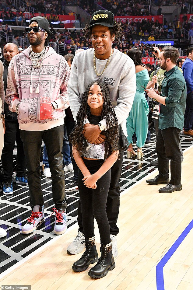 Rising star: She listed her granddaughter's many talents, many of which she seemed to have inherited from her mother, as well as her father Jay-Z, 53;  Jay and Blue pictured together in 2020 in Los Angeles