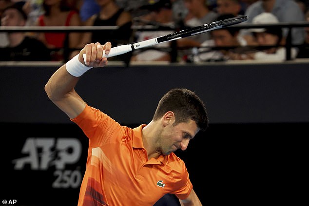 Djokovic was visibly frustrated at times during the match against Korda on Sunday.