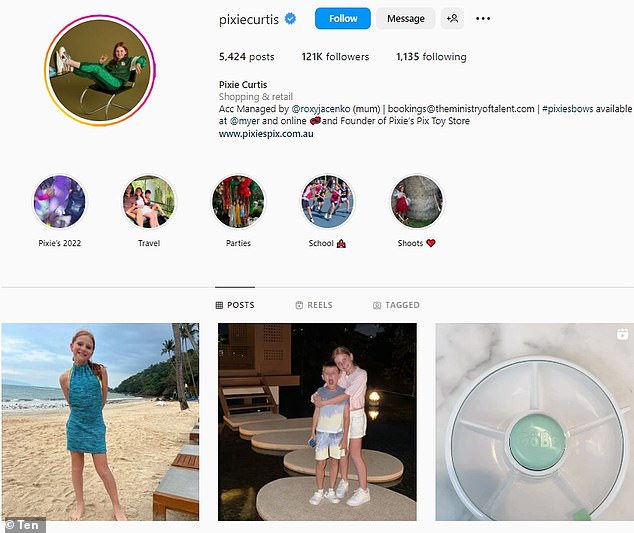 Pixie's Instagram account, managed by Roxy, has 121,000 followers and 5,400 posts, with strong engagement for everything posted.