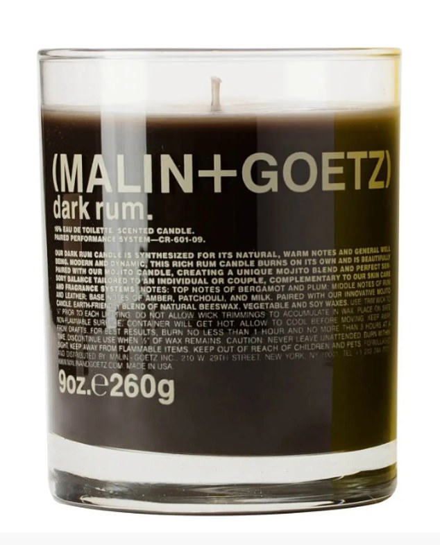 Malin + Goetz Dark Rum Candle 225g, £46, malinandgoetz.co.uk.  It may overwhelm those who prefer something light and floral, but rum fans will be hooked.