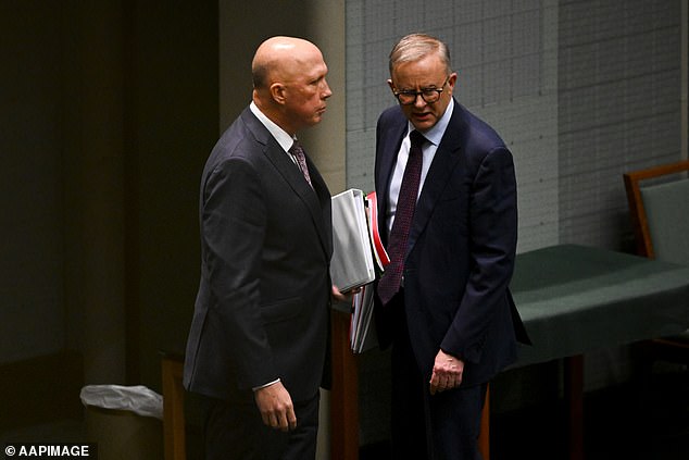 Peter Dutton (left) has renewed calls for the Prime Minister (right) to provide more details on Indigenous Voice to Parliament