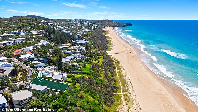 The 531 square meter site is located on Noosa's Sunshine Beach and is selling for $17.2 million after being purchased for $11.2 million last February.