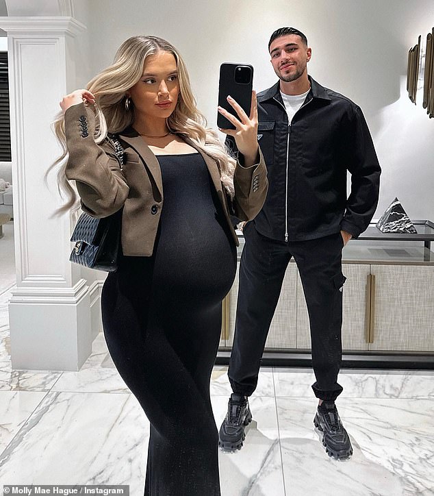 Parents-to-be: She and Tommy are expecting their first child, a girl, in the next few weeks.