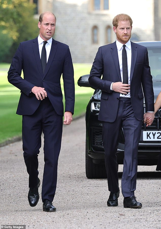 'I asked my brother, "How are you getting up there?"Harry (seen with William two days after the queen's death) remembered.  