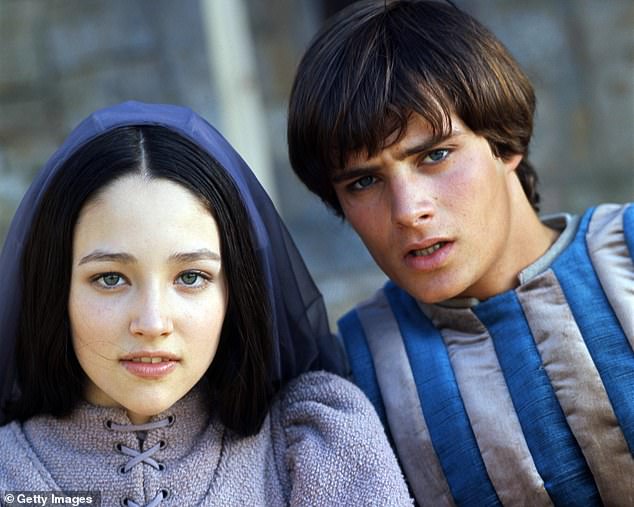 Olivia Hussey and Leonard Whiting on the set of the 1968 film production of Romeo and Juliet