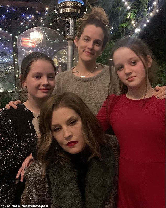 Lisa Marie appears in 2021 with her daughter Riley, 33, and her twin daughters, Harper Vivienne Ann and Finley Aaron Love, 14.