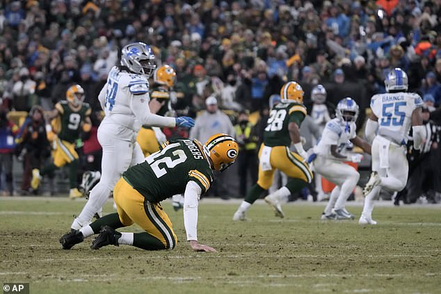 The Packers QB threw a crucial interception during the fourth quarter with the Lions in the lead.