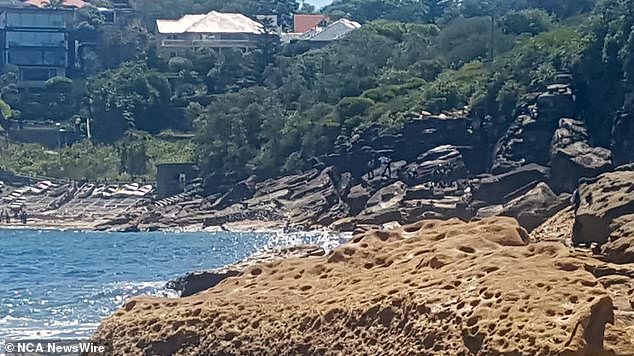 Police and paramedics scrambled up the rocks near Gordons Bay to help the woman.