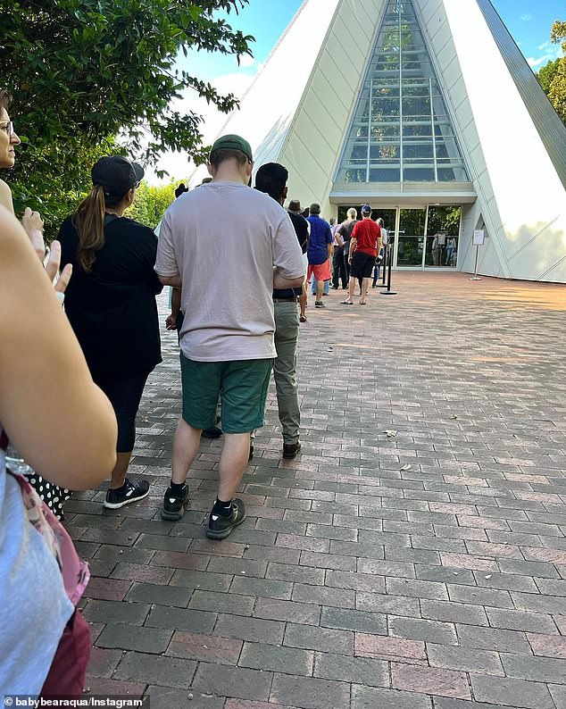 More than 1,500 people lined up on Sunday, with many waiting for more than an hour to catch a glimpse and smell the rare flower (pictured)