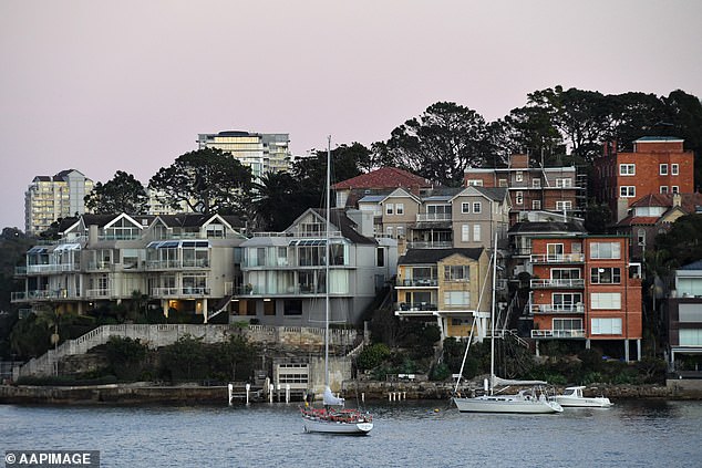 Property prices in Sydney (pictured) led the recession by falling 13 percent from their peak.