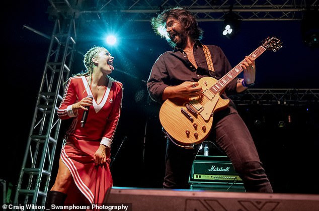 The Rogue Traders, including lead singer Natalie Bassingthwaighte, pictured performing at the festival.