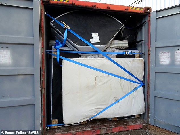 Police have discovered stolen engines and parts hidden in shipping containers along the coast