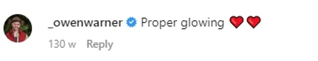 Glowing: Sweetly commented on one of Lana's photos from July 2020, during their relationship