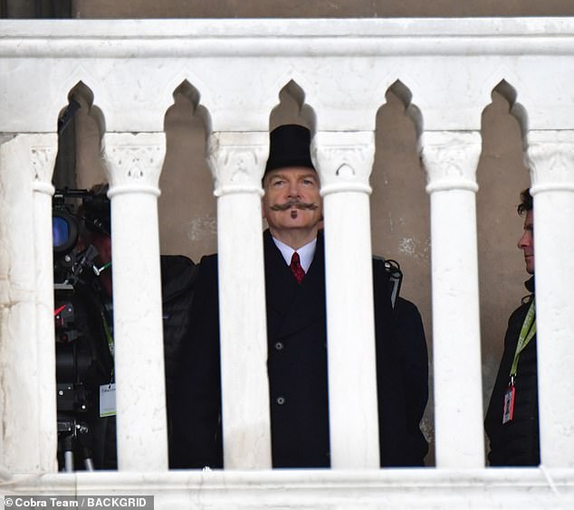 At work: During the scenes, he would stroll through Venice before performing on a rustic balcony.