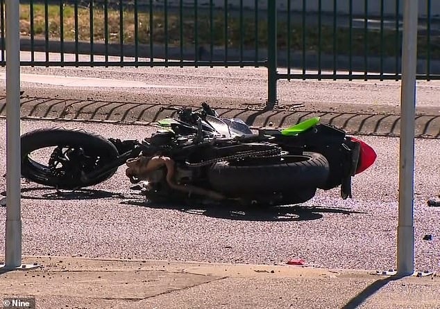 Mr Chepseba was riding his motorcycle (pictured) to work when he was allegedly struck by a Holden Commodore at an intersection in the Melbourne suburb of Burwood East.