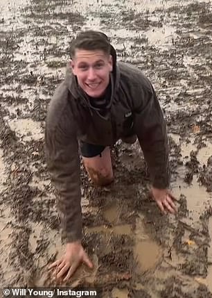 Prom queen: During the less sunny seasons, he opts for winter clothing and in a video he can be seen imitating ABBA while rolling in the mud.