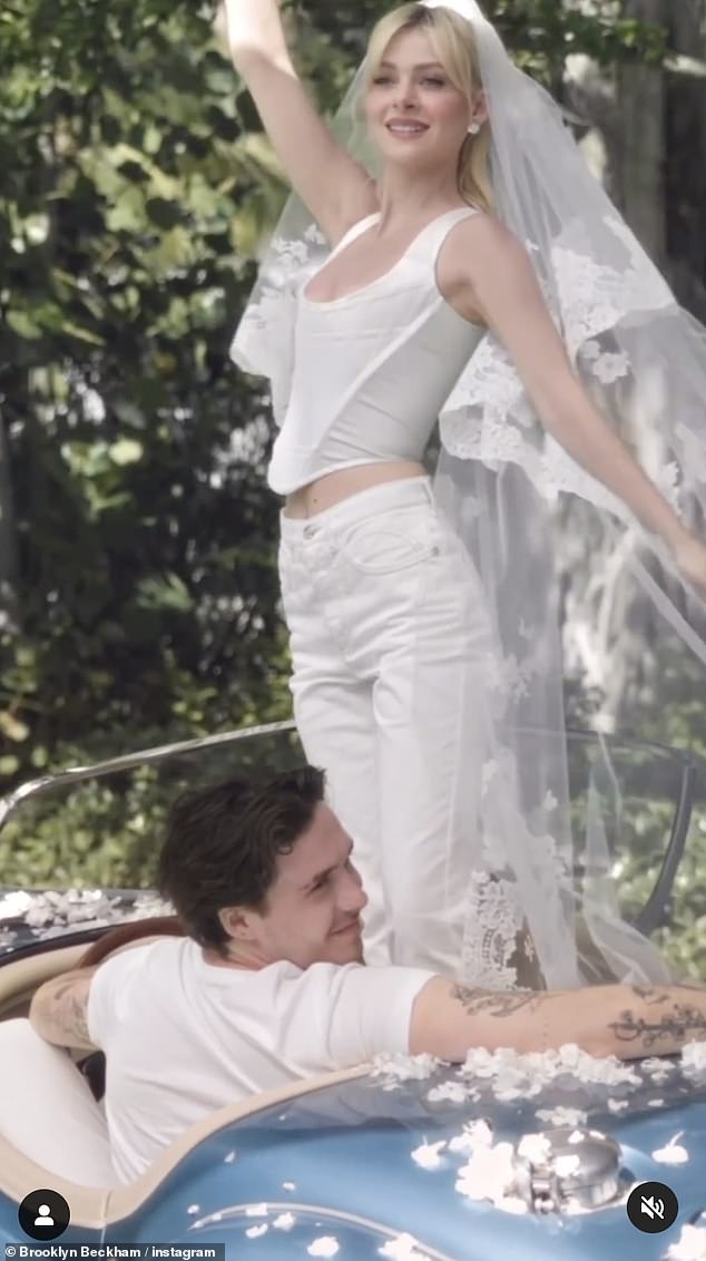 Wedding: The couple looked amazing as they posed during a photo shoot on their wedding day, while Brooklyn admitted he's 'still trying to figure out' how he and Nicola are together