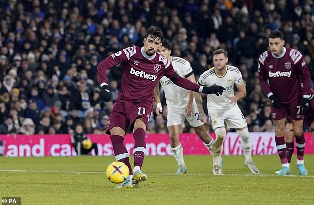 Lucas Paquetá scored his first goal for West Ham from the penalty spot against Leeds