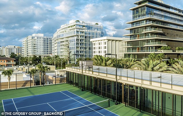 Arte Surfside has a rooftop tennis court and is one of the most expensive complexes in Miami-Dade County, with a median rental price of nearly $47,000 per month.