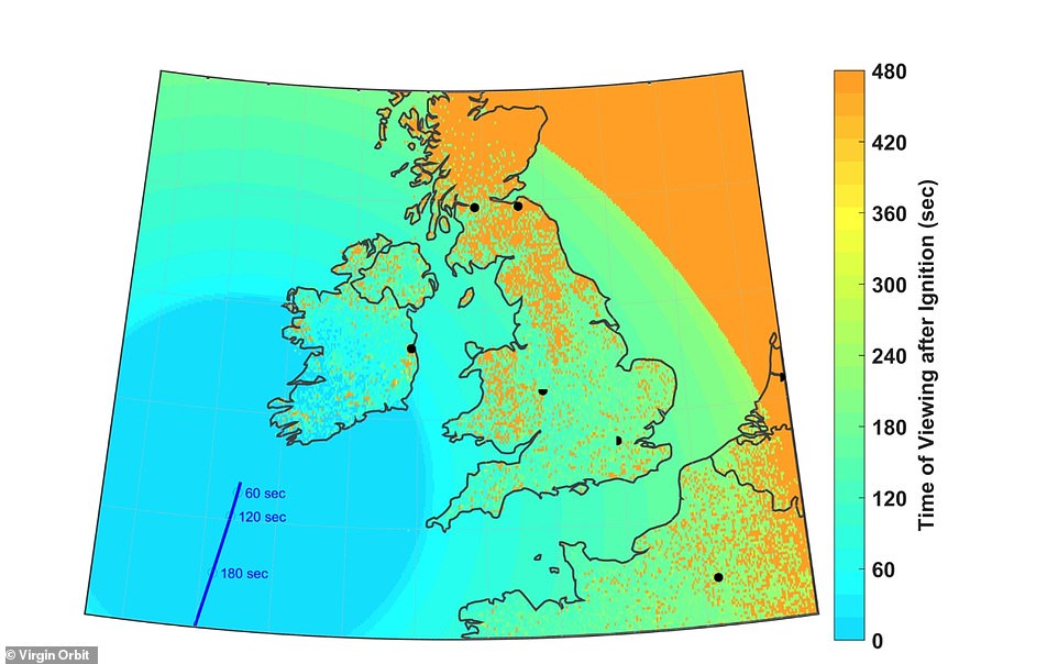 The company says it should be possible for most people in the UK and Ireland to see LauncherOne within 60 seconds of ignition, while those living on the coast of France, Portugal, and Spain will get a good view within two to three minutes