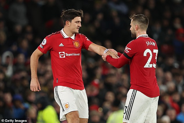 United right-back Luke Shaw (right) has been preferred over Maguire (left) in recent games.