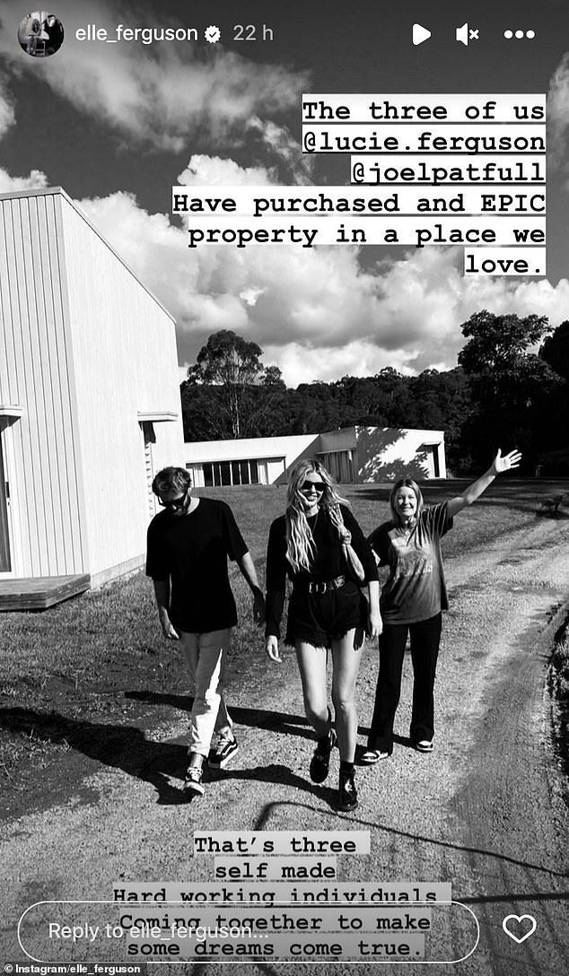 'The three of us have bought an EPIC property in a place we love.  They are three self-made hardworking people coming together to make some dreams come true,” she wrote.