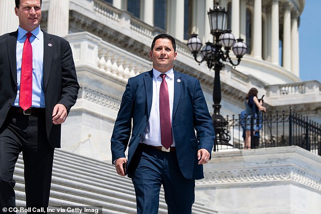 Representative Tony Gonzales walks outside the Capitol in May