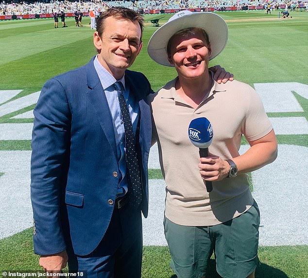 Former Australian goalkeeper and Shane Warne teammate Adam Gilchrist spoke to his son Jackson Warne during a break in the Boxing Day Test last month.