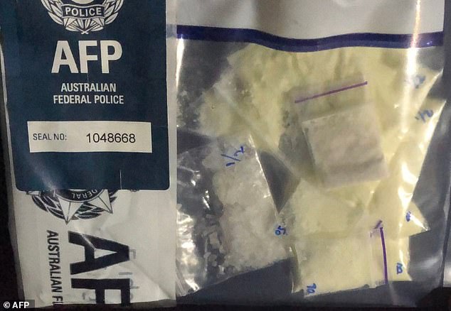 Police found 19 clip-sealed bags containing suspected illicit substances believed to be methylamphetamine and synthetic heroin after searching the man's car (pictured)