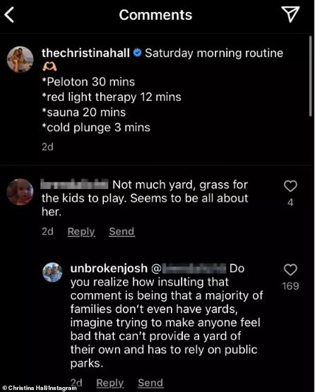 Not having it: Hall called the comment 'insulting' as he responded directly to the Instagram user