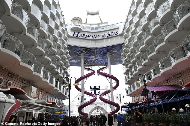 According to Cruise Hive, the water is most likely coming from the beach pool on the starboard side of the ship.