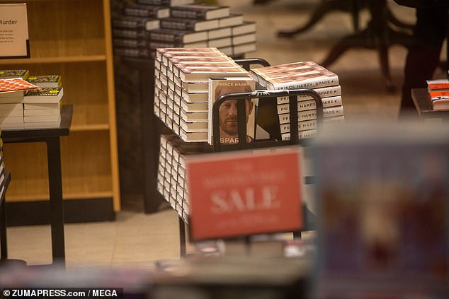 A central London bookstore prepares for the launch of Spare on Tuesday morning.