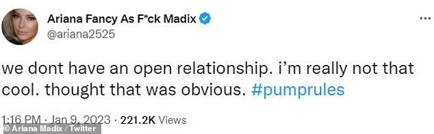 Twitter: Madix, 37, took to Twitter on Monday afternoon, squashing the suggestion in a self-deprecating way.