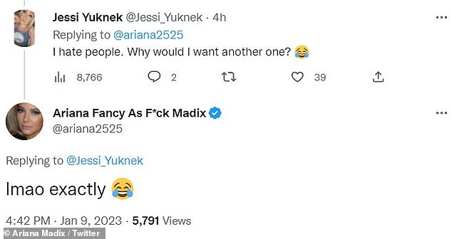 Exactly: Madix also responded to a fan named Jessi Yuknek, who quipped, 