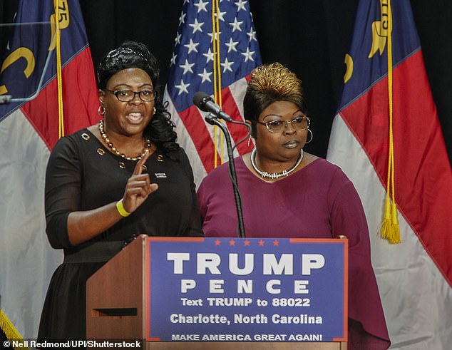 Lynnette Hardaway, left, and Rochelle Richardson, under the stage name Diamond and Silk, are seen igniting the crowd at a Trump rally in 2016.