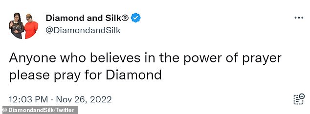 In November, the Diamond and Silk Twitter account, which promotes the duo as 