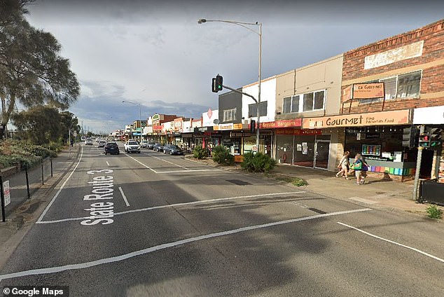 The gray Volkswagen SUV was stolen after a man broke into shops on the Nepean Highway in Chelsea (pictured) on Sunday.