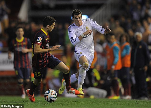 Ancelotti posted this photo of Bale beating Marc Bartra before scoring his incredible goal in the Copa del Rey final against Barcelona in 2014, during Ancelotti's first spell at the club.