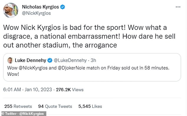 Kyrgios turned around his detractors who previously criticized his behavior on the pitch.