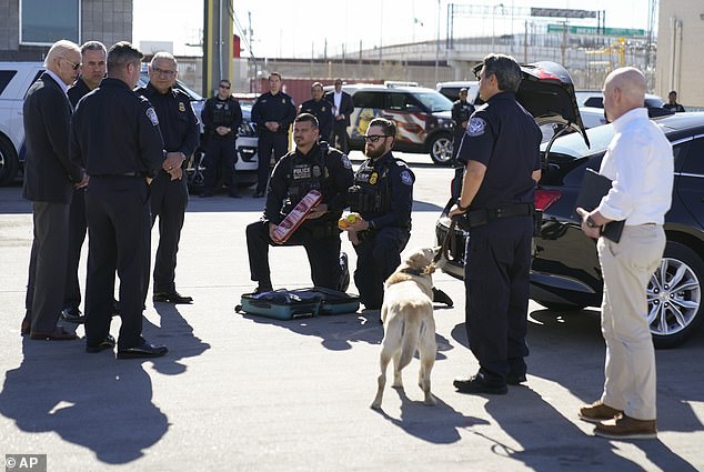 During his tour, Biden was shown how border agents search vehicles for drugs, money and other contraband at the El Paso port of entry at the Bridge of the Americas.