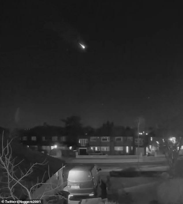 The huge meteor was first seen shortly after 8 p.m.