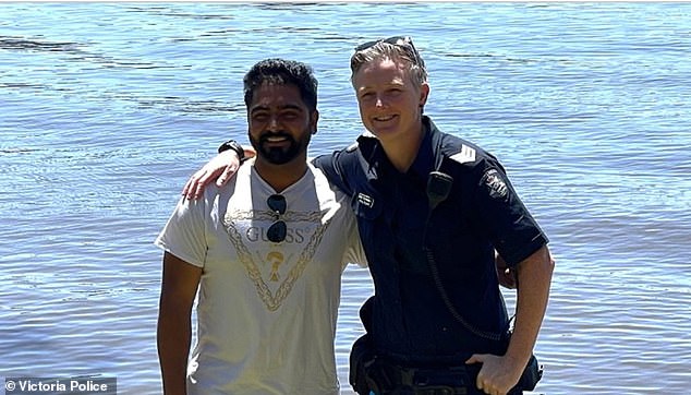 Their valiant efforts spawned several television interviews in which Officer Fairweather (right) discussed rescue and water safety.