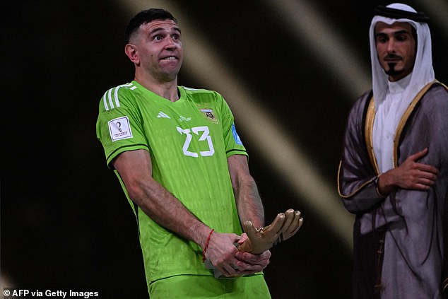 Martínez caused controversy with his rude antics with the World Cup Gold Glove award