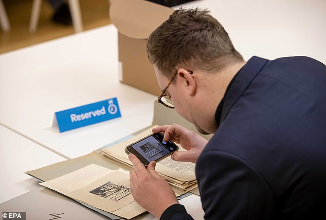 A map leading to a possible Nazi treasure in Ommeren is photographed during the National Archives' annual Open Access Day in The Hague.