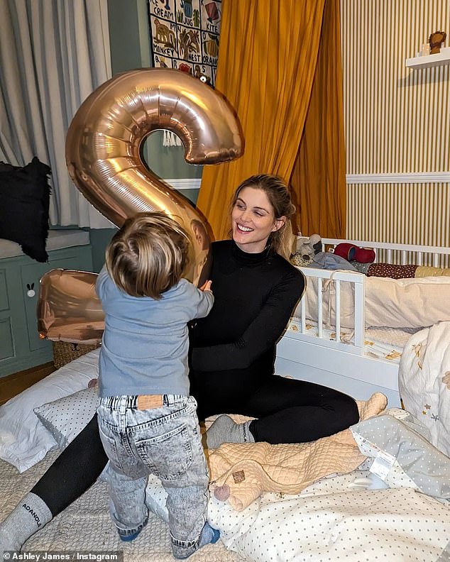 Happy birthday!  In another social media post, the reality star shared a plethora of cute snaps of the little boy playing with a number two balloon and a rocking horse.