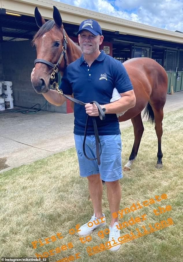 The couple, who have been ambassadors for the race since 2012, now travel to Surfers Paradise in Queensland every year for the Gold Coast Yearling Sale (pictured is another snapshot of Mike posing at the event)