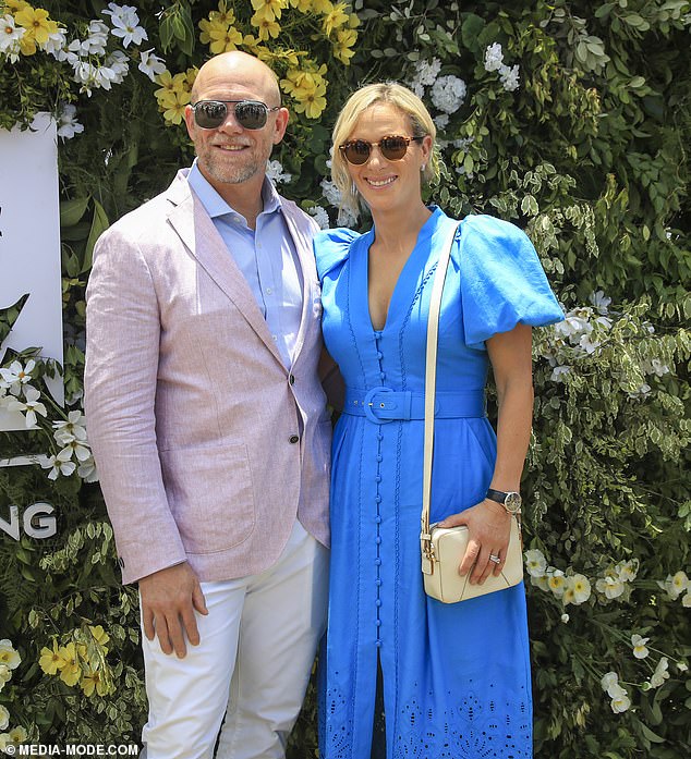 In Pink: Zara looked sharp in a blue day dress, while Mike looked sharp in a lilac linen jacket he wore with white pants.