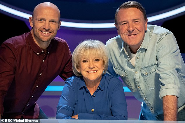 Tufnell, who hosted Question of Sport alongside Matt Dawson (left) and Sue Barker (centre) said: 'I am aware that several ex-cricketers have had help with their hair. We are like a little club of hair transplant patients'