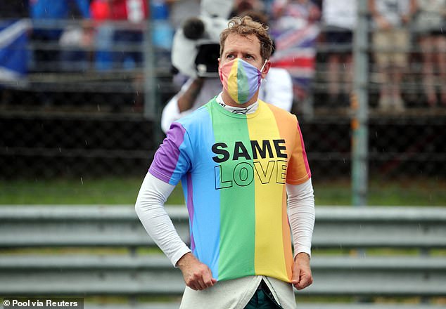 Sebastian Vettel wore a rainbow colored shirt with the 